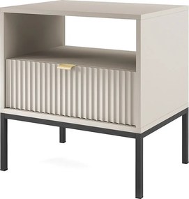 Stolik nocny: 1 szuflada, kaszmir, stelaż czarny, 54 x 56 x 39 cm, uchwyty złote