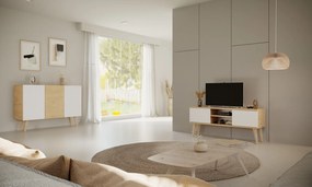 Nowoczesna szafka RTV na wysokich nóżkach Toronto 120 dąb artisan/biały