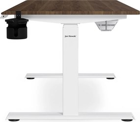 Biurko elektryczne z regulacją wysokości ergonomiczne białe/orzech,1400x700 mm: ARIA