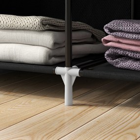 HOMCOM Szafa z tkaniny, Rozwiązanie do przechowywania, 6 półek, 1 drążek na ubrania, Czarny