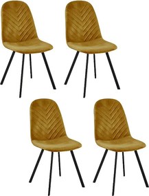 Zestaw 4 krzeseł - tkanina i czarny metal - Curcuma - CELISA