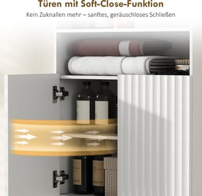 HOMCOM Szafka łazienkowa, komoda do pomieszczeń mieszkalnych, drzwi z cichym domykiem, 2 otwarte półki, MDF, Biały | Aosom PL