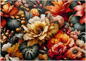 Obraz - Pomarańczowo-czerwone kwiaty (70x50 cm)