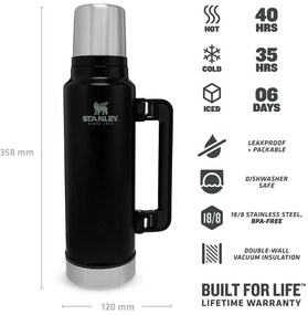 Czarny termos z kubkiem 1,4 l – Stanley