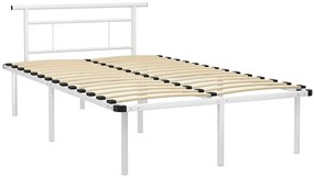 Białe metalowe łóżko małżeńskie 140x200 cm - Nikel