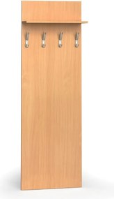 Garderoba z wieszakami PRIMO WOOD, 4 haczyki, półka, tekstura drewna pionowa, buk