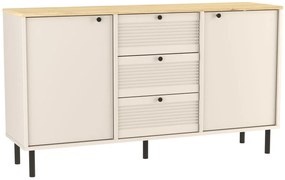 Duża komoda z szufladami i szafkami 150 cm kaszmir + dąb artisan D9-G49