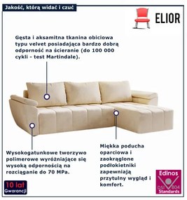 Nowoczesny narożnik kremowy w L H2-G31
