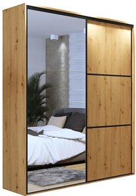Szafa z lustrem dąb artisan + czarne szprosy B9-E10