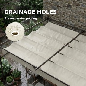 Outsunny Zadaszenie tarasowe Pergola ok. 4x3m z regulowanym dachem, montaż ścienny UV30+, kremowobiały | Aosom PL