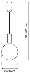Lampa wisząca TORONTO 1xGU10, kula, pojedynczy klosz, srebro, chrome