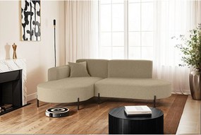 Narożnik w kształcie L Modena Rein, tkanina Quelle, Jasnobrązowy, Lewy