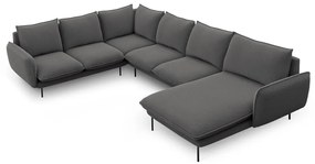 Ciemnoszara sofa w kształcie litery U Cosmopolitan Design Vienna, lewostronna