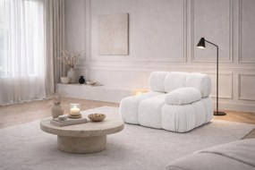 Moduł boczny do systemu modułowego, tkanina bukla Abriamo, Ecru, Prawy, Selia