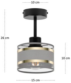 Lampa sufitowa czarna jednopunktowy spot z szarym abażurem T-1010SC-GR