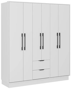 Szafa 6-drzwiowa z 2 szufladami – dł. 162 cm – biała – FEOVA