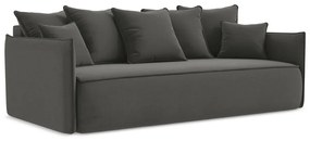 Ciemnoszara aksamitna rozkładana/ze schowkiem sofa 225 cm Hula – Makamii