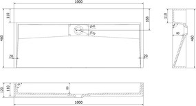 Mexen Ava umywalka nablatowa z konglomeratu B/O 100 x 46 cm, biała - 23011000