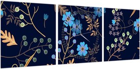 Obraz - Jesienne kwiaty (z zegarem) (90x30 cm)