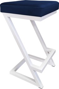 Hoker ZETA krzesło barowe tkanina Welur podstawa metalowa LOFT : Kolor Stelaża - Biały, Kolor tkaniny - VELVET - MG16