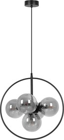 Czarno-grafitowa szklana lampa wisząca w metalowym okręgu - 6X A690 B8-S35
