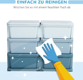 HOMCOM Szafka z szufladami dla dzieci, pudełka na przechowywanie z 6 poziomami, meble dla dzieci