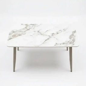 Stół ogrodowy aluminiowy beżowy 180x90 cm Spiek kamienny solidny i trwały