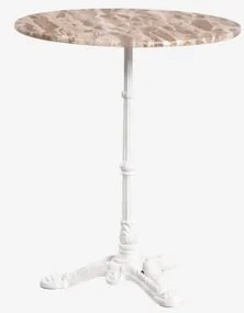 Okrągły Stolik Barowy Ø60cm Z Naturalnego Kamienia Azteca Beżowy Marmur Panther - Lodowcowa Biel - Sklum