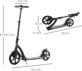 Homcom Hulajnoga Dziecięca Regulowana z Amortyzacją Czarna Aluminiowa | Aosom PL