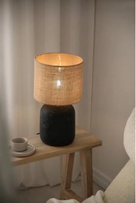 Czarna lampa stołowa z kloszem z juty (wys. 45 cm) Montagna – Markslöjd