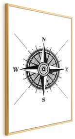 Plakat Kompas 40x60 cm z ramą złotą bez marginesu ARTGEIST B