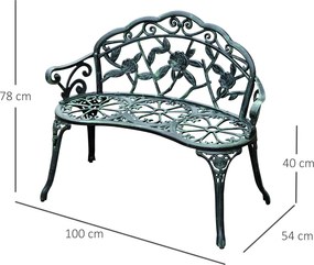 Outsunny ławka ogrodowa metalowa 2-osobowa meble ogrodowe metaliowe krzesło na tarasie krzesło ogrodowe duże krzesło na ogrodzie | Aosom PL