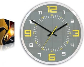 Zegar ścienny okrągły cichy klasyczny akrylowy na ścianę duże cyfry szary