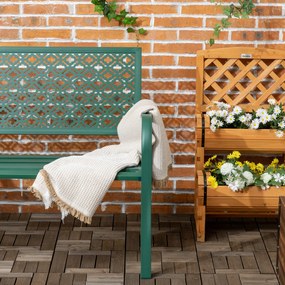 Outsunny Ławka Ogrodowa z Metalu dla 2 Osób, Odporna na Warunki Atmosferyczne, 127 cm x 63 cm x 83 cm, Zielona