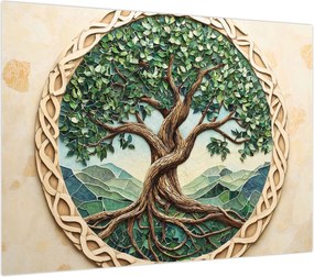 Obraz na szkle – Splecione drzewo życia (70x50 cm)