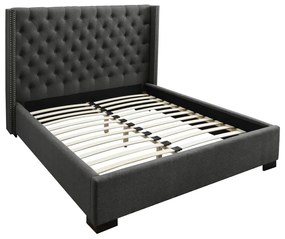 Łóżko MASSIMO z pikowanym wezgłowiem - 160 × 200 cm - Szara tkanina