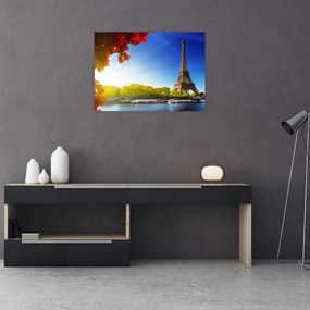 Obraz na szkle - jesień w Paryżu (70x50 cm)