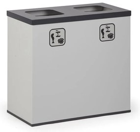 Wewnętrzny kosz do segregacji śmieci, 2x 50 l, uchwyt na worek, szary/czarny