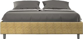 Łóżko wyposażone w stelaż z listwami tapicerowane 160x200 tkaniny Aragona 3 Żółty Azelia