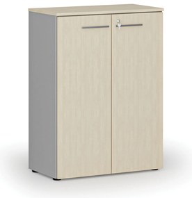 Szafa biurowa z drzwiami PRIMO GRAY, 800 x 420 x 1087 mm, szary/brzoza