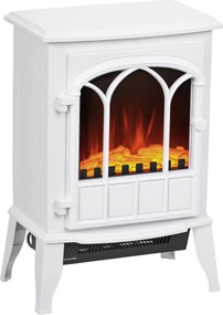 HOMCOM Elektryczny kominek wolnostojący 1000/2000 W, dekoracyjny kominek z efektem płomienia LED, biały | Aosom PL
