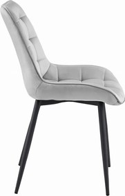 Krzesło welurowe BERA jasnoszare z czarnymi nogami