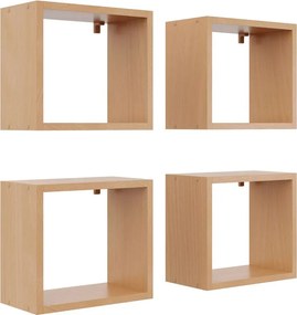 Komplet 4 kwadratowych półek w kolorze buk D5-D27