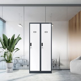 Szafka ubraniowa BHP antracytowo-biała: czterokomorowa KACPER, 800 x 1800 x 500 mm