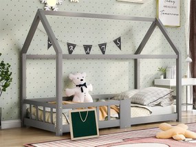 Łóżko piętrowe 90x200cm z litego drewna - z tablicą do pisania - Szare