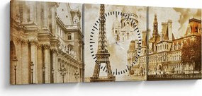 Obraz - Zabytki Paryża (z zegarem) (90x30 cm)