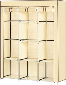 HOMCOM Szafa ubraniowa z tkaniny Beżowa Przestronna z półkami i drążkiem 125x43x1625cm | Aosom PL