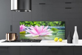 Panel Szklany Kwiat Lotosu na Lustrze Wody