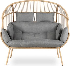 Fotel Ogrodowy KORYNT Dwuosobowy Kokon Szary Nowoczesny Boho