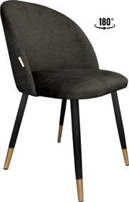 Krzesło Colin tkanina Vogue noga metalowa krzesło tapicerowane premium : Kolor nogi - Czano-złota stożek, Kolor tkaniny - VOGUE - VOGUE 17, Typ siedziska - Siedzisko obrotowe 180° - z powrotem